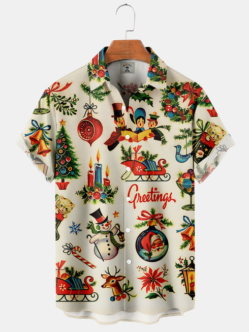 Men's Christmas Funny Graphic Short Sleeve Hawaiian Shirt